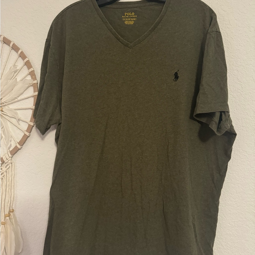 Polo by Ralph Lauren Men's Olive V-Neck T-Shirt